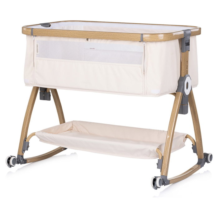 Patut co-sleeper Chipolino Charisma cu laterala culisanta, functie leagan, inclinare anti-reflux, plasa anti-insecte, Cashmere wood [6]