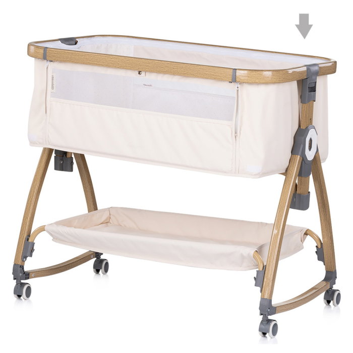 Patut co-sleeper Chipolino Charisma cu laterala culisanta, functie leagan, inclinare anti-reflux, plasa anti-insecte, Cashmere wood [5]