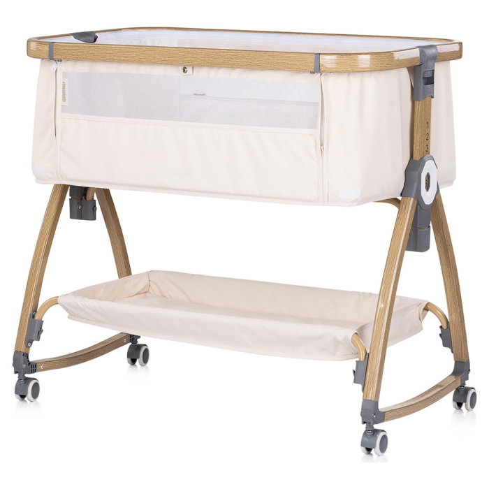 Patut co-sleeper Chipolino Charisma cu laterala culisanta, functie leagan, inclinare anti-reflux, plasa anti-insecte, Cashmere wood [2]
