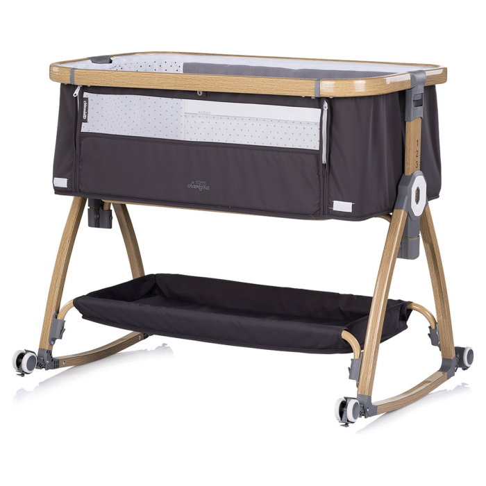 Patut co-sleeper Chipolino Charisma cu laterala culisanta charcoal wood [6]