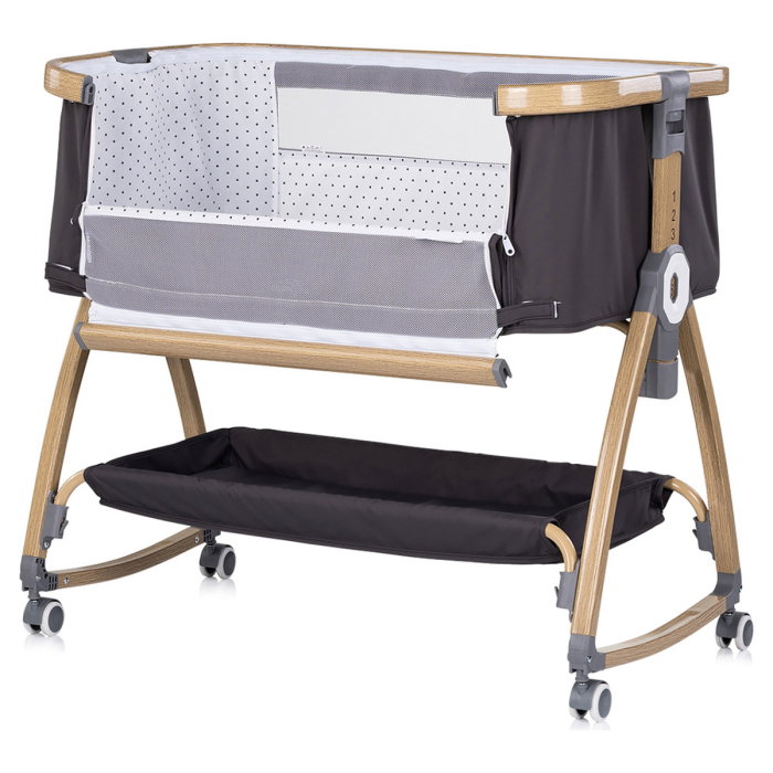 Patut co-sleeper Chipolino Charisma cu laterala culisanta charcoal wood [3]