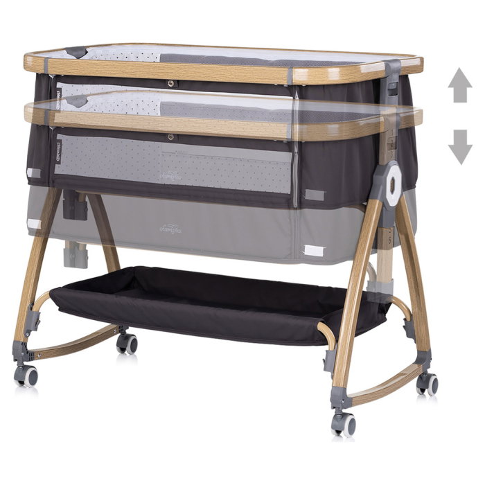 Patut co-sleeper Chipolino Charisma cu laterala culisanta charcoal wood [4]