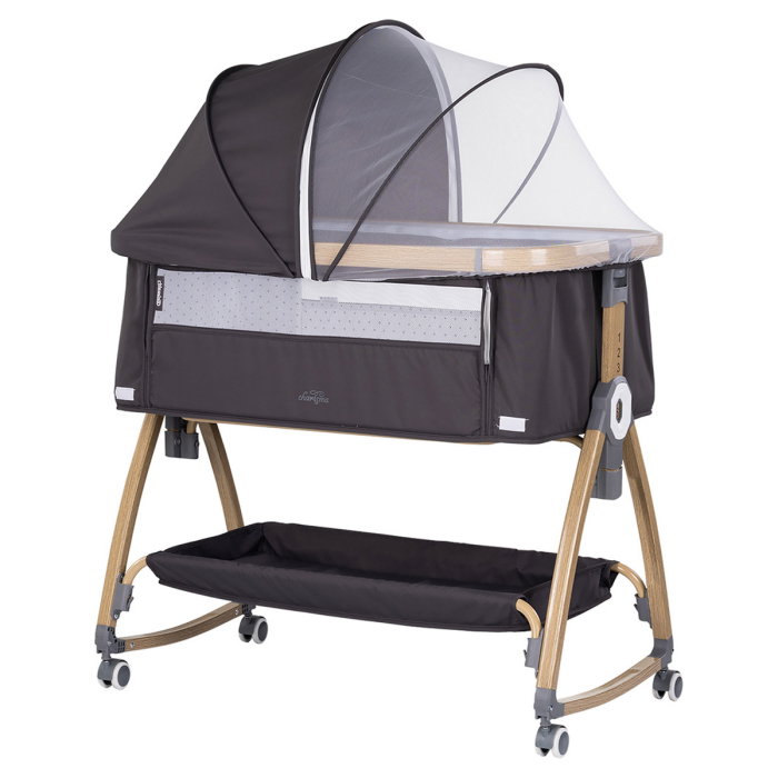 Patut co-sleeper Chipolino Charisma cu laterala culisanta charcoal wood [1]