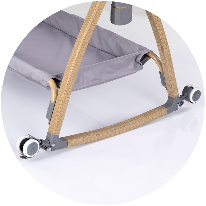 Patut co-sleeper Chipolino Charisma cu laterala culisanta, functie leagan, inclinare anti-reflux, plasa anti-insecte, Platinum wood [7]