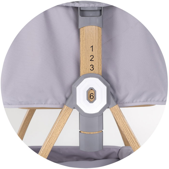 Patut co-sleeper Chipolino Charisma cu laterala culisanta, functie leagan, inclinare anti-reflux, plasa anti-insecte, Platinum wood [11]