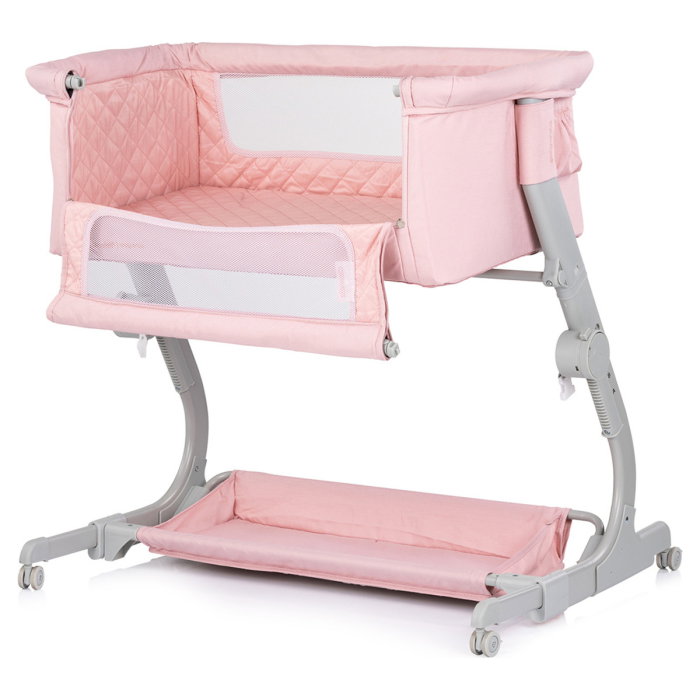Patut co-sleeper Chipolino Eleganza cu laterala culisanta, Pink marshmallow 6 luni [2]
