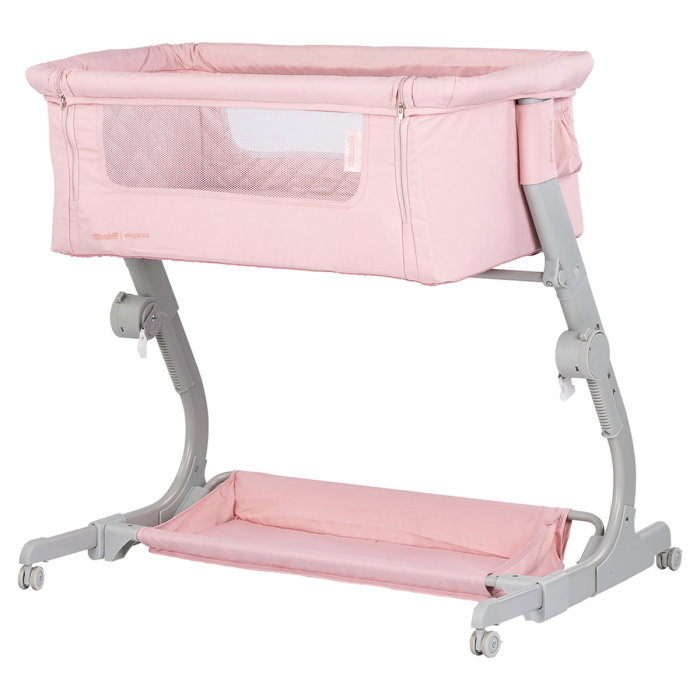 Patut co-sleeper Chipolino Eleganza cu laterala culisanta, Pink marshmallow 6 luni [1]