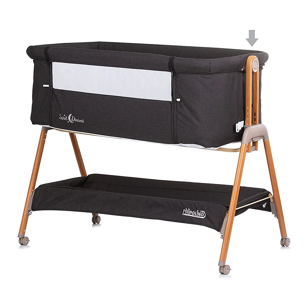 Patut Co-Sleeper Chipolino Sweet Dreams graphite wood 6 luni [4]