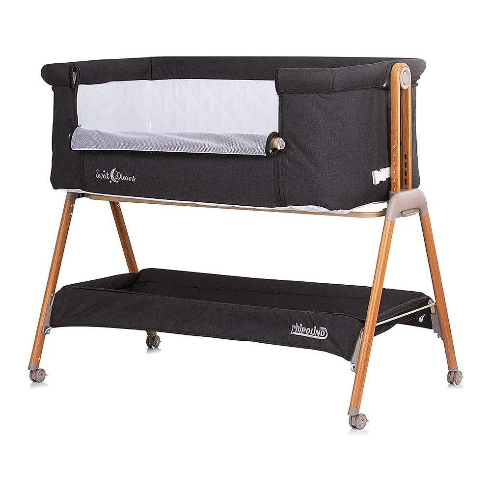 Patut Co-Sleeper Chipolino Sweet Dreams graphite wood 6 luni [2]