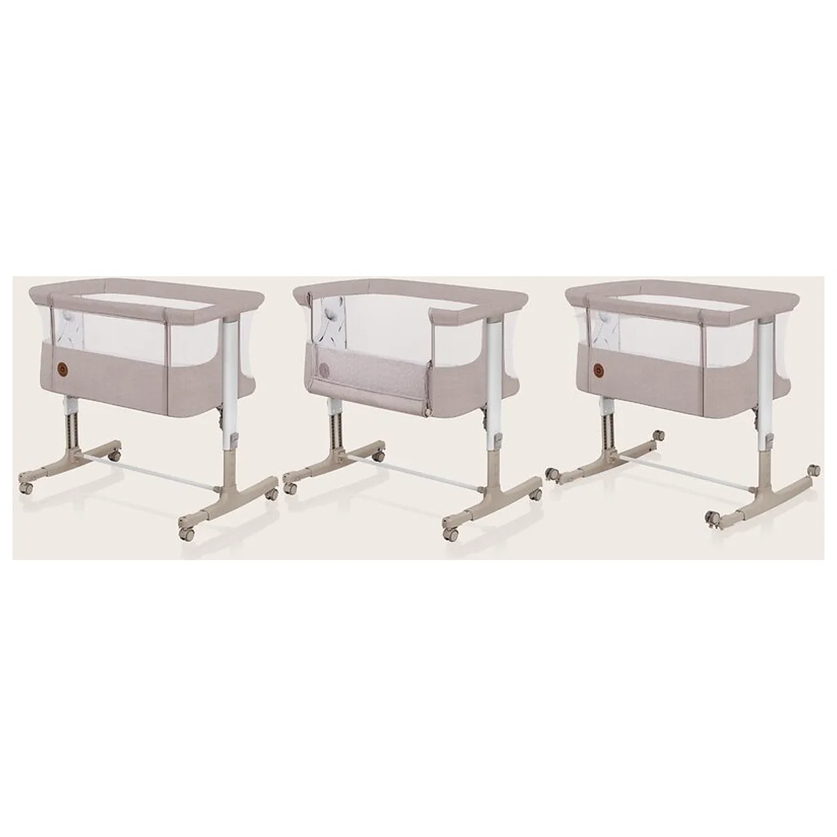 Patut co-sleeper, Lionelo, Aurora, 3 in 1, Cu leganare si setare unghiulara, Cu saltea, 0 luni+ Bej [19]
