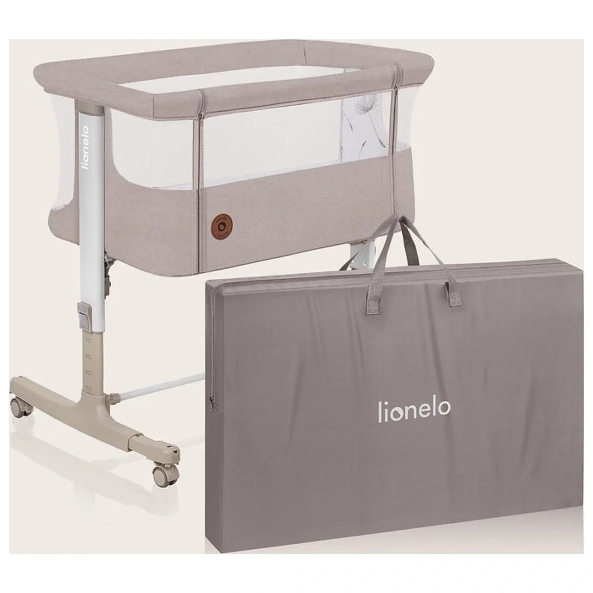 Patut co-sleeper, Lionelo, Aurora, 3 in 1, Cu leganare si setare unghiulara, Cu saltea, 0 luni+ Bej [21]
