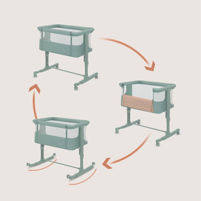 Patut co-sleeper, Lionelo, Aurora, 3 in 1, Cu leganare si setare unghiulara, Saltea cu densitate T25 si geanta [5]