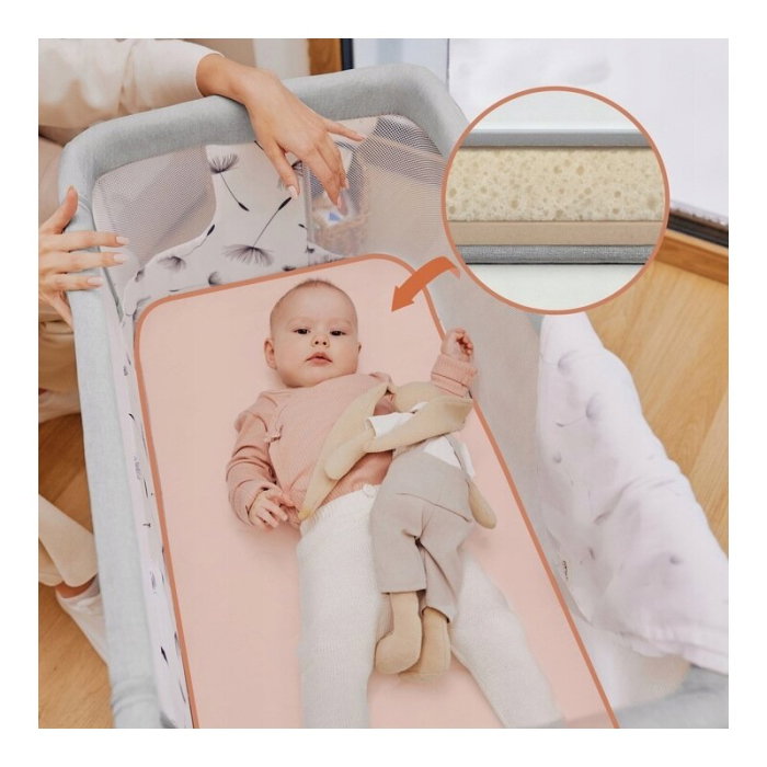 Patut co-sleeper, Lionelo, Aurora, 3 in 1, Cu leganare si setare unghiulara, Saltea cu densitate T25 si geanta [32]
