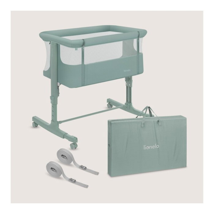 Patut co-sleeper, Lionelo, Aurora, 3 in 1, Cu leganare si setare unghiulara, Saltea cu densitate T25 si geanta [4]