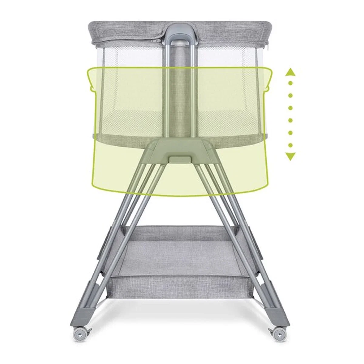 Patut co-sleeper Luna, 2 in 1, Cu laterala culisanta, Cu roti, Gri deschis Lionelo 24 luni [13]