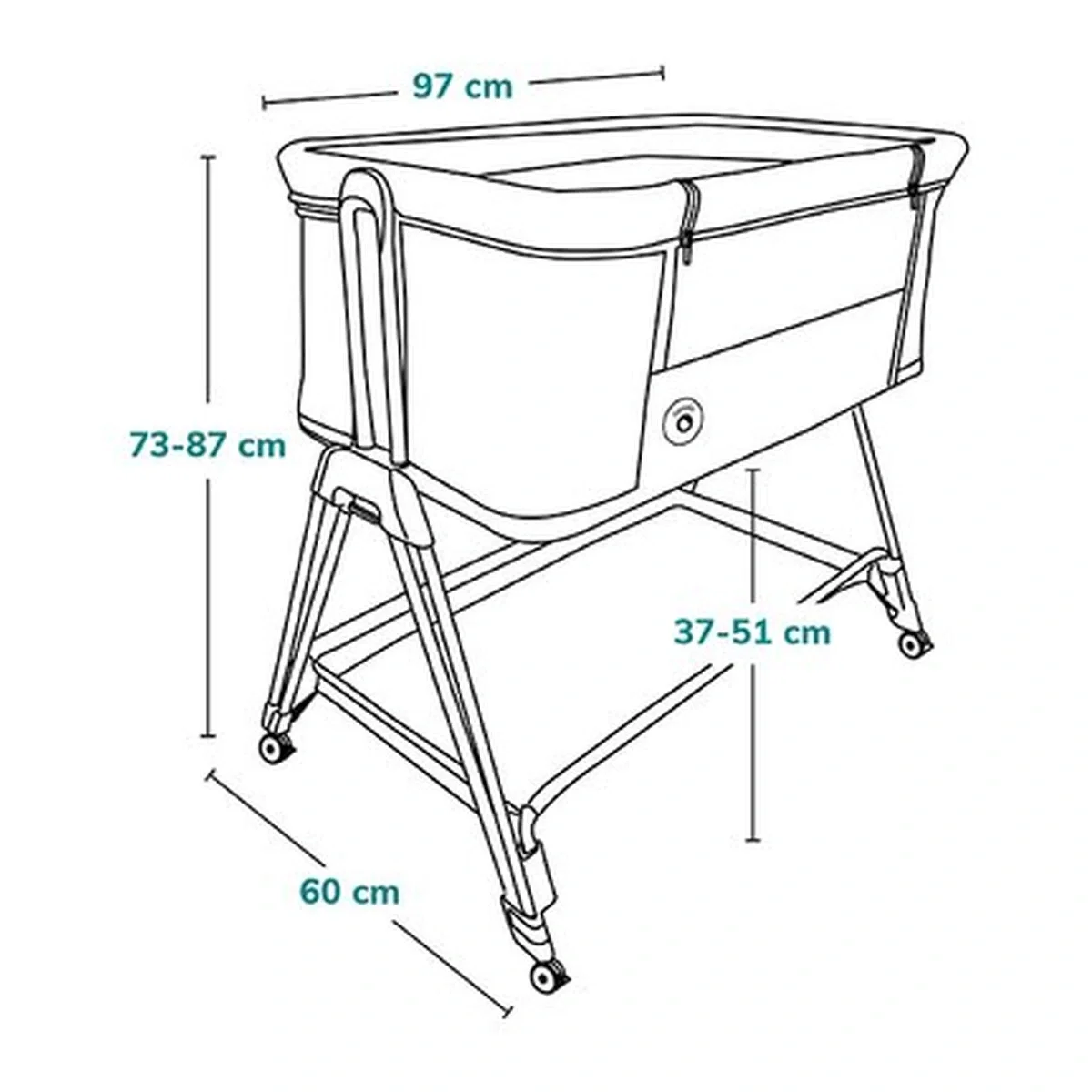 Patut co-sleeper Luna, 2 in 1, Cu laterala culisanta, Cu roti, Gri deschis Lionelo 24 luni [26]