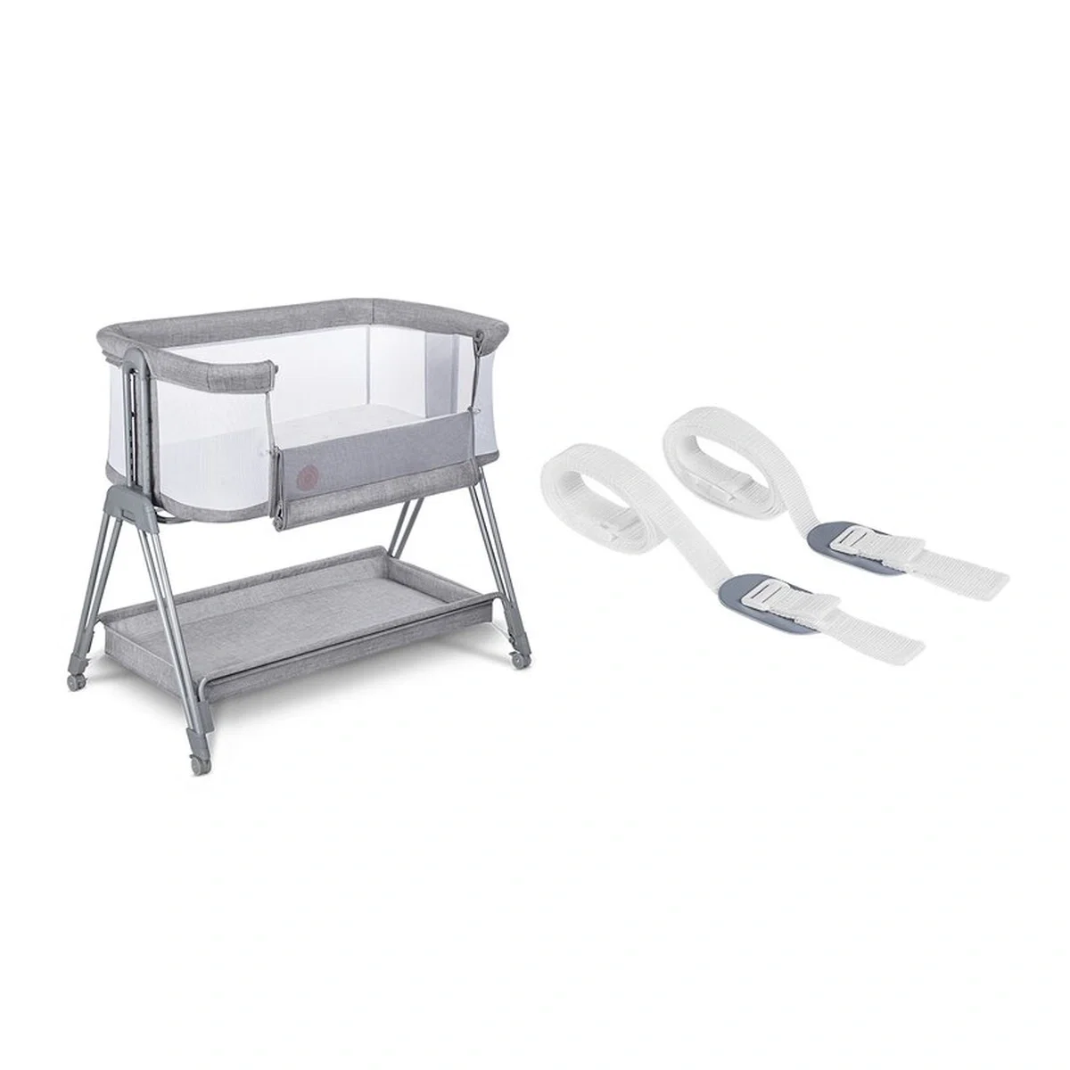 Patut co-sleeper Luna, 2 in 1, Cu laterala culisanta, Cu roti, Gri deschis Lionelo 24 luni [25]