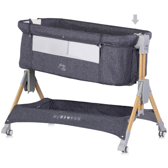 Patut co-sleeper pliabil Chipolino SleepNFold charcoal [6]