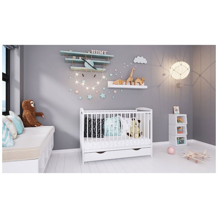 Patut copii din lemn Hubners Karly 120x60 alb cu sertar 0 luni [2]