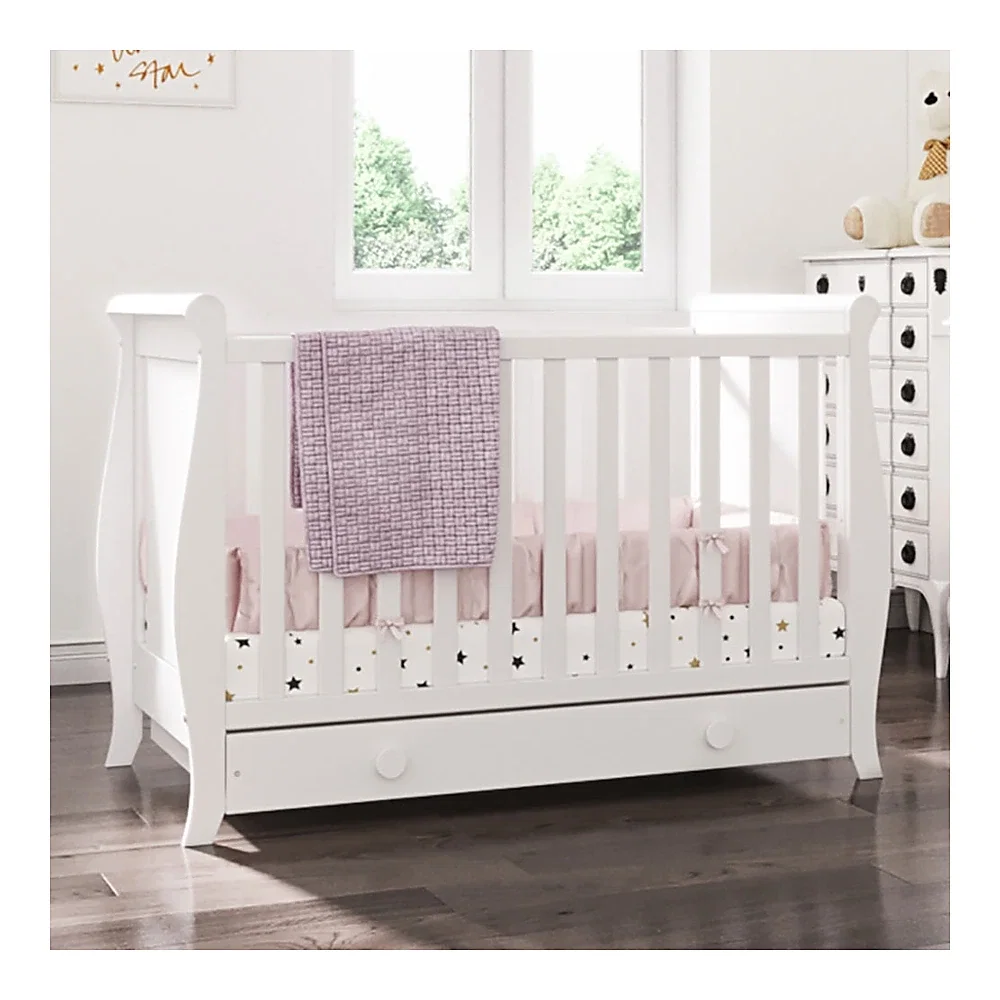 Patut copii din lemn Mira 120x60 cm alb cu sertar Hubners 0 luni [3]