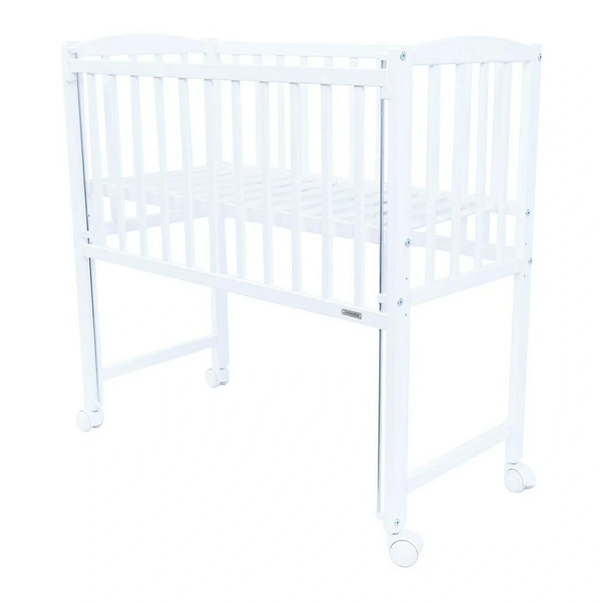 Patut din lemn bebe, 90x40 cm, Cu laterala culisanta, roti, White, New Baby, Mateo 0 luni+ [1]