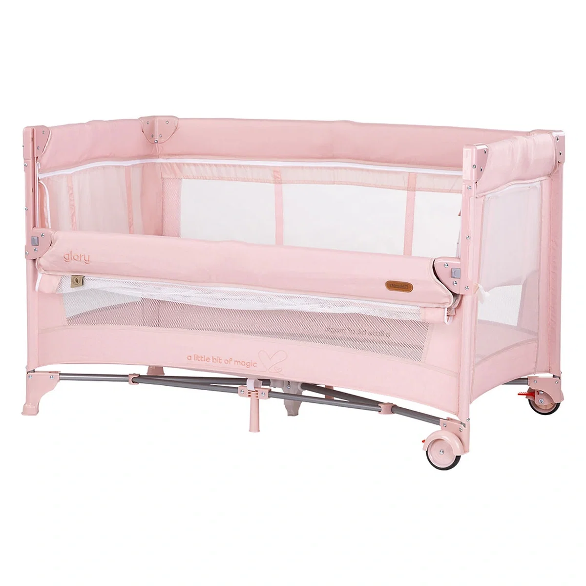 Patut pliabil Chipolino Glory cu laterala culisanta pink marshmallow 0 luni [1]