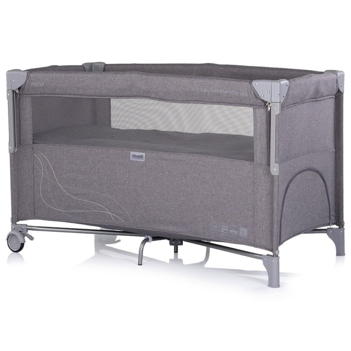 Patut pliabil Chipolino Relax charcoal linen cu laterala culisanta [2]
