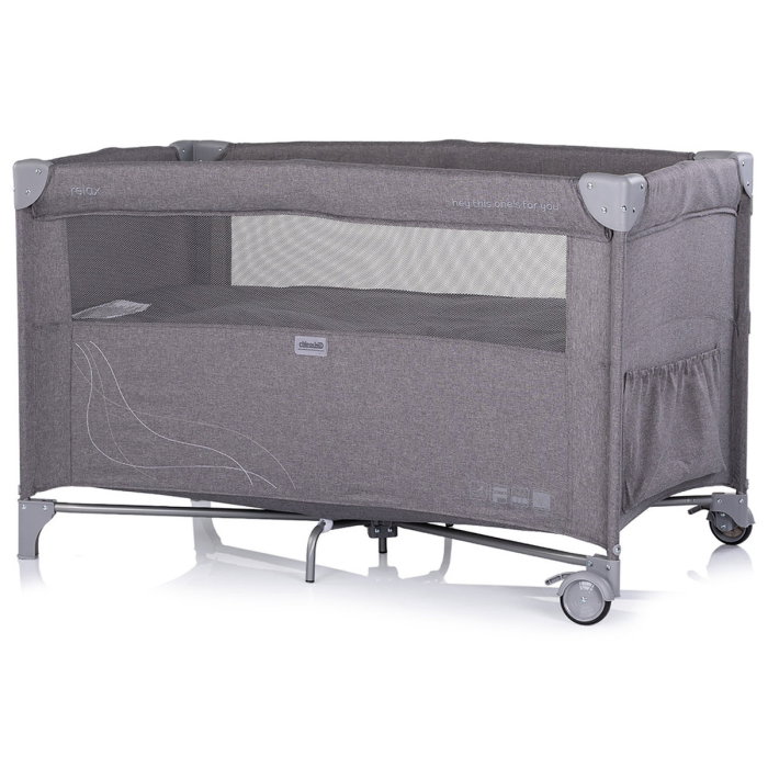 Patut pliabil Chipolino Relax charcoal linen cu laterala culisanta [3]