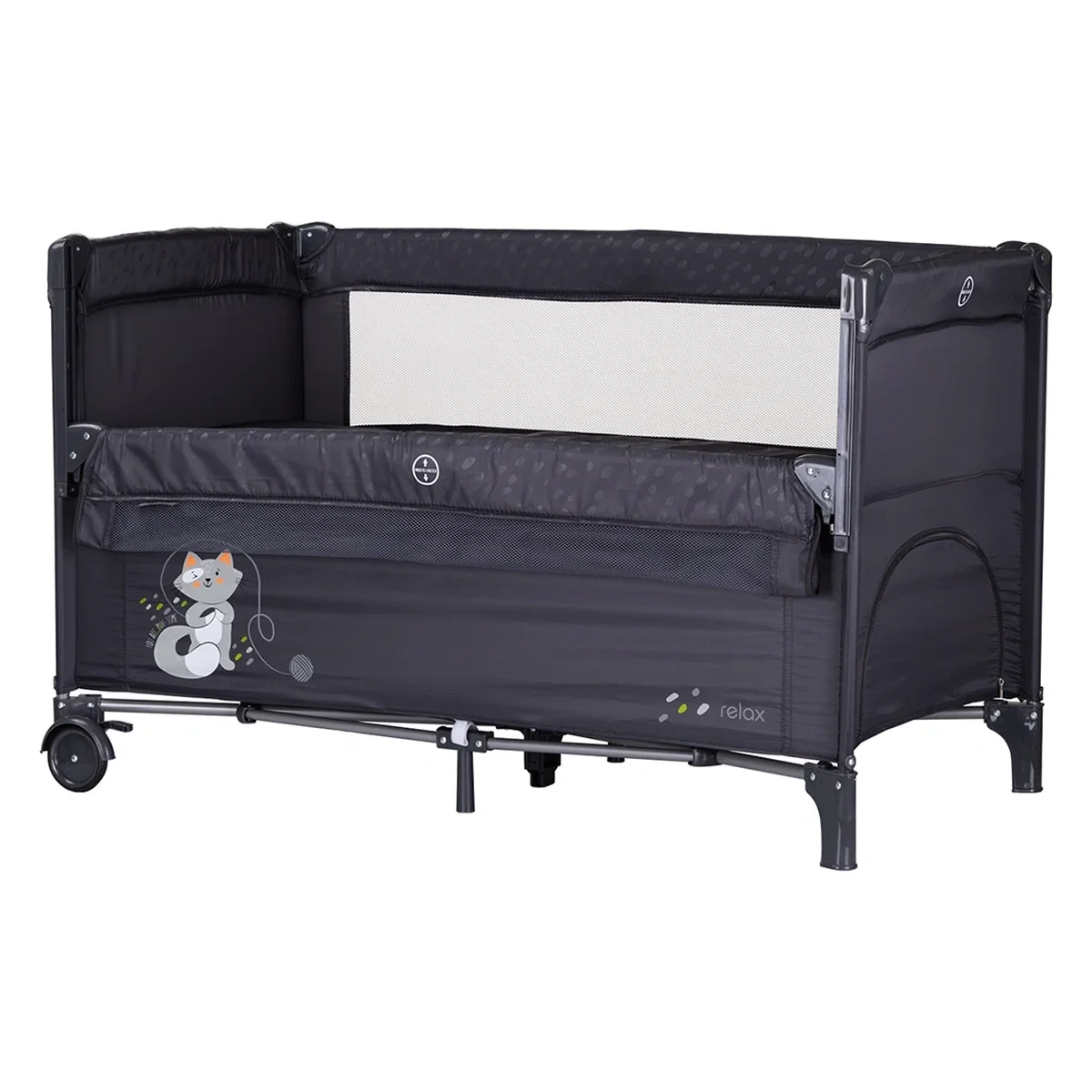 Patut pliabil Chipolino Relax cu laterala culisanta - Anthracite [1]