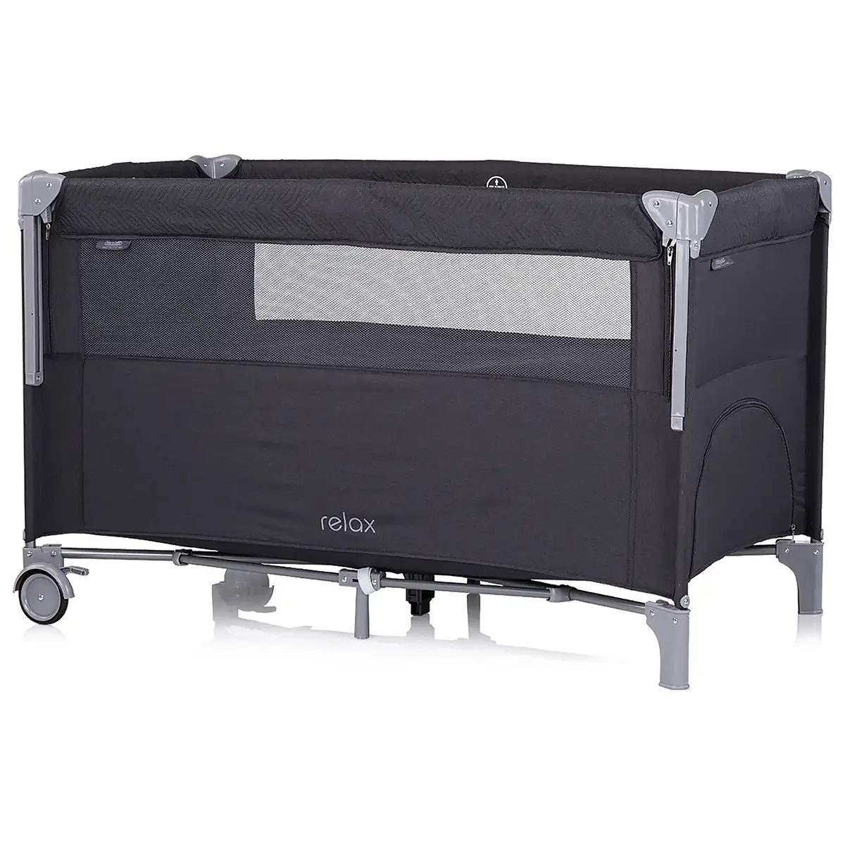 Patut pliabil Chipolino Relax, cu laterala culisanta - Anthracite Linen 0 luni [2]