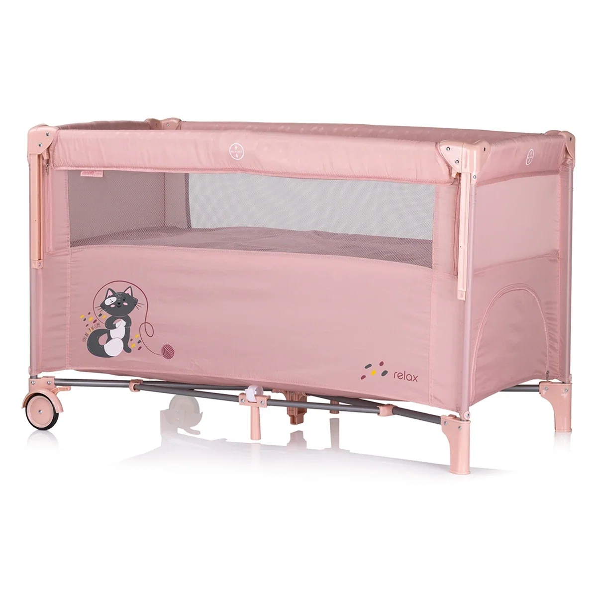 Patut pliabil Chipolino Relax cu laterala culisanta - Pink marshmallow [2]