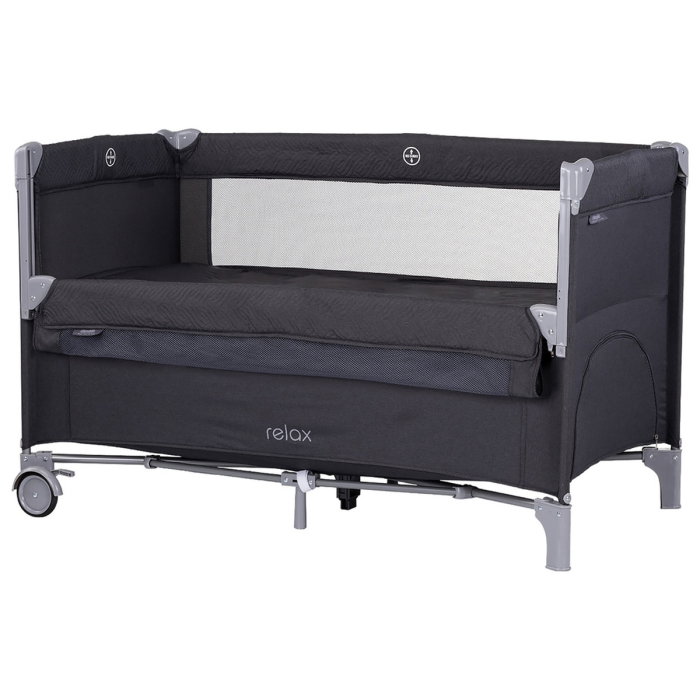 Patut pliabil Chipolino Relax, cu laterala culisanta - Anthracite Linen 0 luni [1]