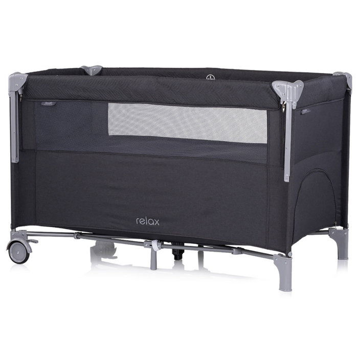 Patut pliabil Chipolino Relax, cu laterala culisanta - Anthracite Linen 0 luni [2]