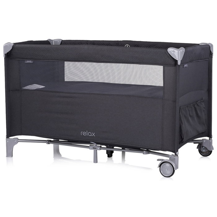 Patut pliabil Chipolino Relax, cu laterala culisanta - Anthracite Linen 0 luni [3]