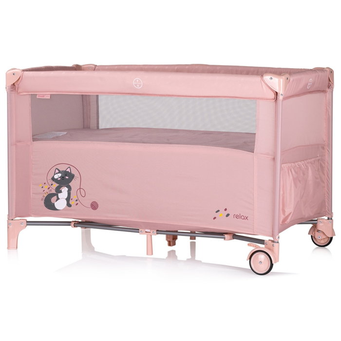 Patut pliabil Chipolino Relax cu laterala culisanta - Pink marshmallow [3]