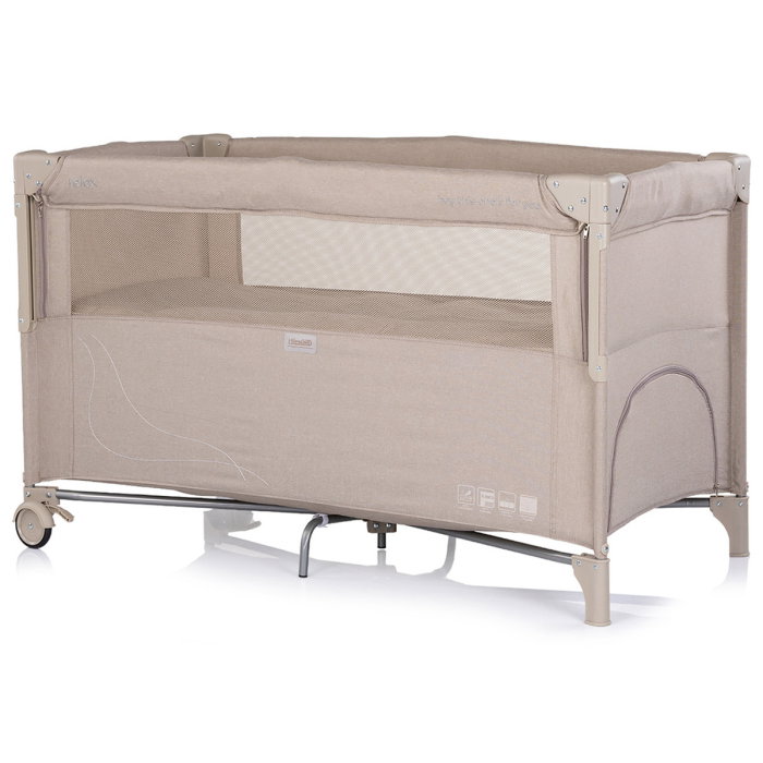 Patut pliabil Chipolino Relax latte linen cu laterala culisanta [2]