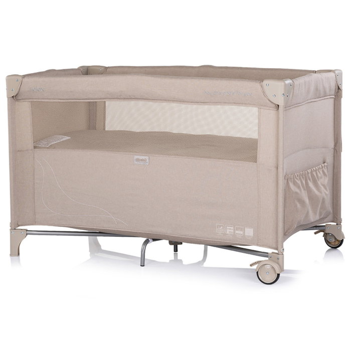 Patut pliabil Chipolino Relax latte linen cu laterala culisanta [3]
