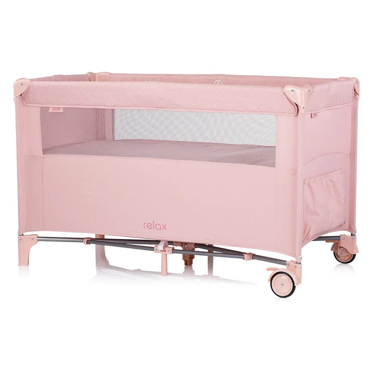 Patut pliabil Chipolino Relax pink marshmallow linen cu laterala culisanta 0 luni [3]