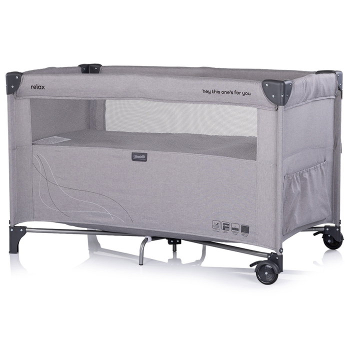 Patut pliabil Chipolino Relax platinum linen cu laterala culisanta [3]