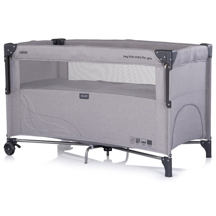 Patut pliabil Chipolino Relax platinum linen cu laterala culisanta [2]