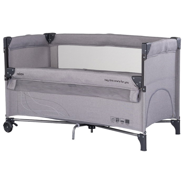 Patut pliabil Chipolino Relax platinum linen cu laterala culisanta [1]