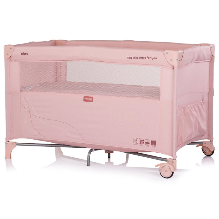 Patut pliabil Chipolino Relax powder pink linen cu laterala culisanta [6]
