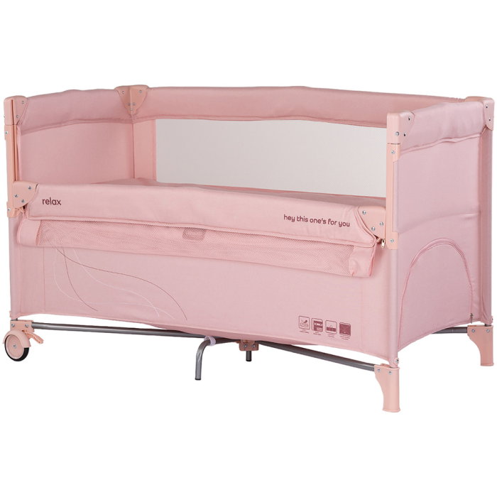 Patut pliabil Chipolino Relax powder pink linen cu laterala culisanta [1]