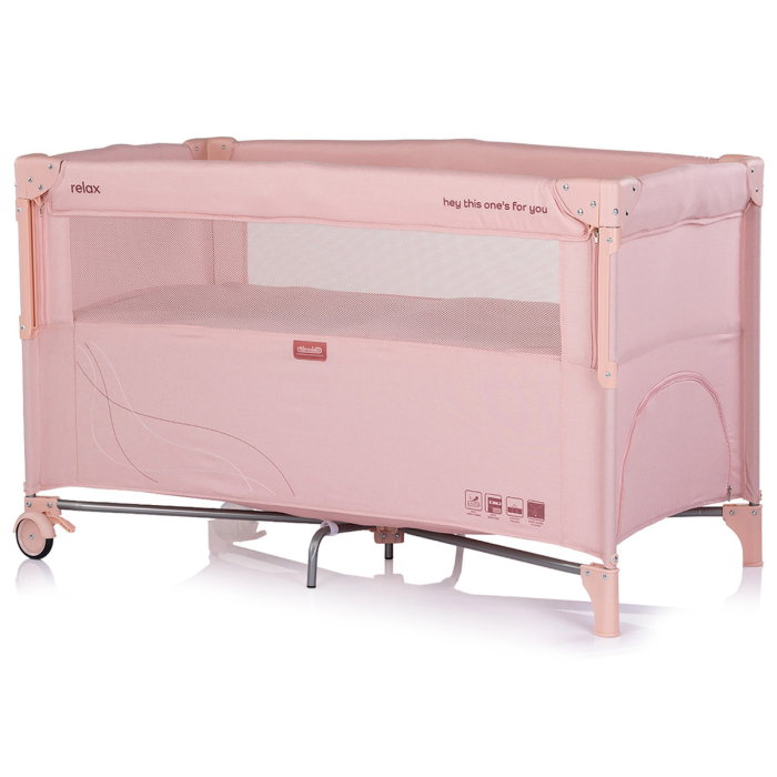 Patut pliabil Chipolino Relax powder pink linen cu laterala culisanta [5]