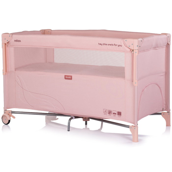 Patut pliabil Chipolino Relax powder pink linen cu laterala culisanta [2]