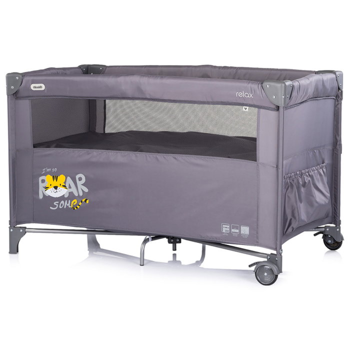 Patut pliabil Chipolino Relax Tiger charcoal cu laterala culisanta [3]