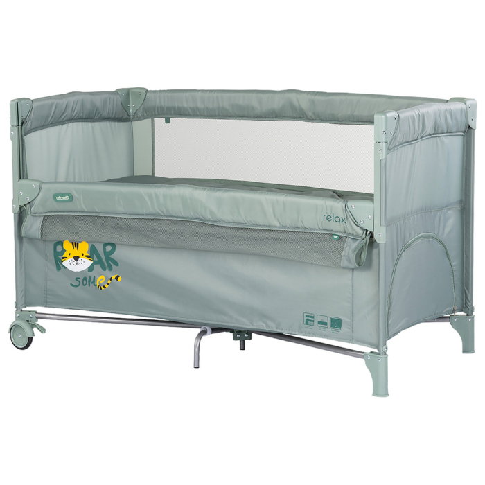 Patut pliabil Chipolino Relax Tiger, laterala culisanta pentru side-sleeping, geanta transport, pana la 15 kg, Matcha [1]