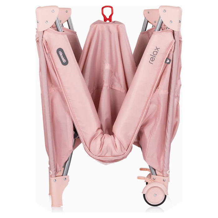 Patut pliabil Chipolino Relax Tiger, laterala culisanta pentru side-sleeping, geanta transport, pana la 15 kg, Powder pink - Roz [4]