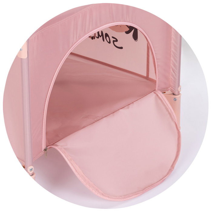 Patut pliabil Chipolino Relax Tiger, laterala culisanta pentru side-sleeping, geanta transport, pana la 15 kg, Powder pink - Roz [8]
