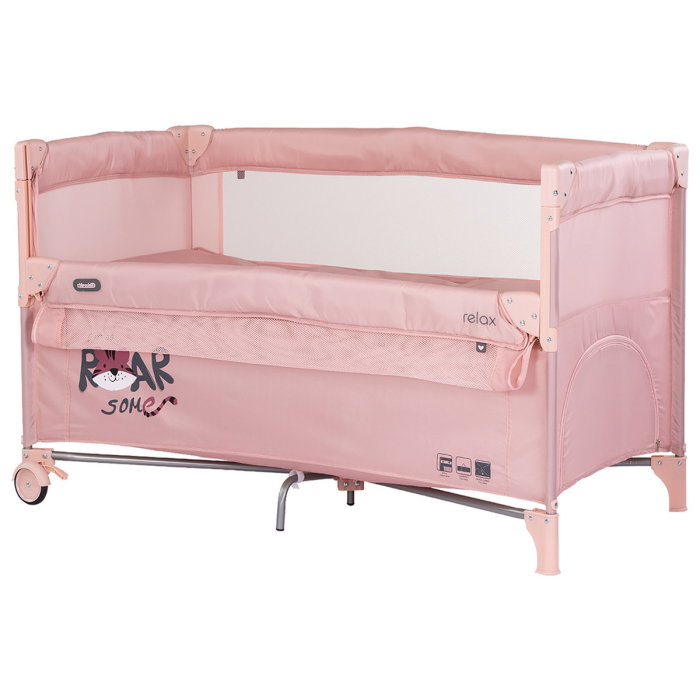 Patut pliabil Chipolino Relax Tiger, laterala culisanta pentru side-sleeping, geanta transport, pana la 15 kg, Powder pink - Roz [1]